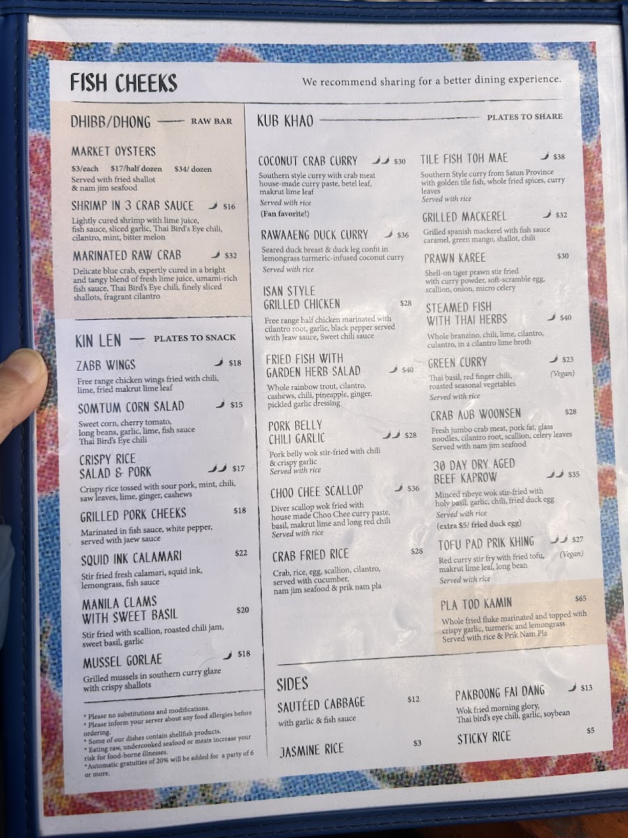 Fish Cheeks Menu - Image 2
